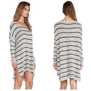 Free people striped tunic sweater knit preppy casual boho chic lounge relaxed M
